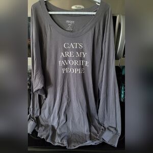 Torrid Gray Cat Lover's Long Sleeve Shirt